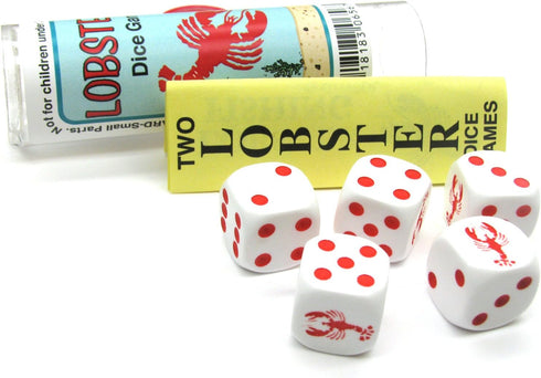 Koplow Games Lobster Dice Game 5 Dice Set with Travel Tube and Instructions