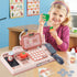 Count 3 4 5 6 7 8 Pretend Play Calculator Cash Register Toy with Sound,Microphone,Scanner,Credit Card and Conve Belt