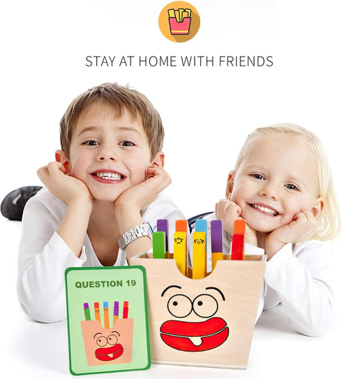 Wooden French Fries Sorting & Stacking Toys for Toddlers, Montessori Educational Toys for 3 Year Olds to Develop Fine