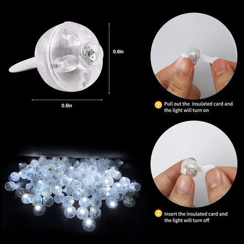 Aogist 100pcs White LED Balloon Light, Mini Round LED Ball Lamp for Paper Lantern Balloon, Indoor Outdoor Event
