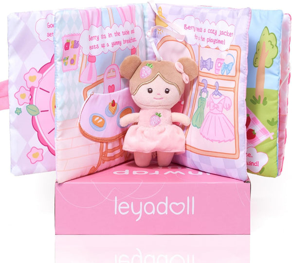 LeyaDoll Interactive Sensory Soft Cloth Book, Educational Crinkle Quiet Activity Busy Book