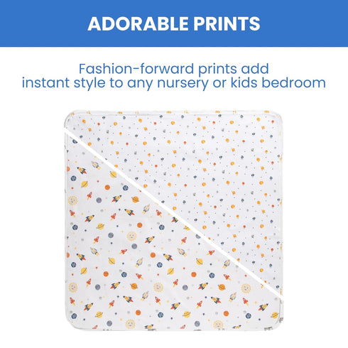 Delta Children 100% Cotton Flannel Baby Receiving Blankets for Girls and Boys – 30x30 Inches (Pack of 2), Space