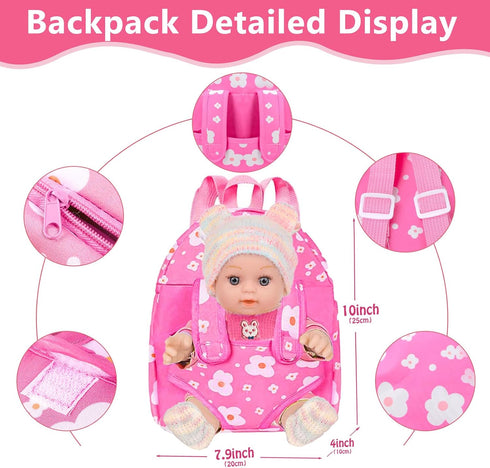 12'' Backpack Set 12 Inch 3+ Baby Doll with in Gift Box, Baby Doll Accessories Included Cute Realistic Baby Dolls