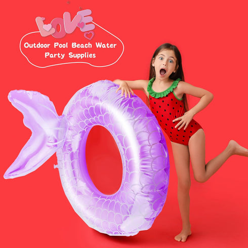 6 Pcs Kids Inflatable Swimming Ring, Mermaid Pool Float for Boys and Girls, Summer Outdoor Beach Party Supplies, 3