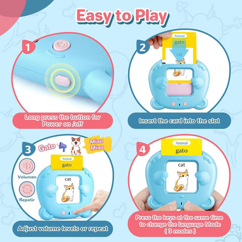 510 Spanish & English Talking Flash Cards for Toddler, Sight Words Learning Toys, ABC & Numbers Educational Montessori