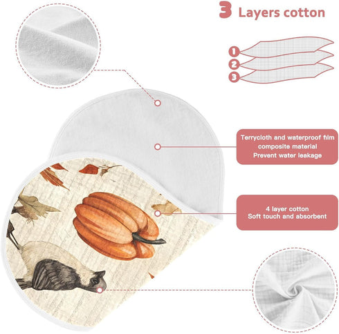 YETTASBIN Pumpkin Bird Muslin Baby Burp Cloth, Super Soft Absorbent Cotton Burp Rag Baby Bibs Feeding Cloth for Newborn