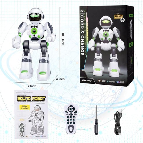 Programmable Robot Toys Gift for Kids: Remote Control Robot with Record Voice Music Dancing Gesture Control