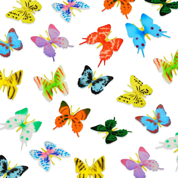 Plastic Butterflies Toy Action Figures, Lifelike Butterfly Decoration, Removable Reusable for Party Favor (36 Pieces)