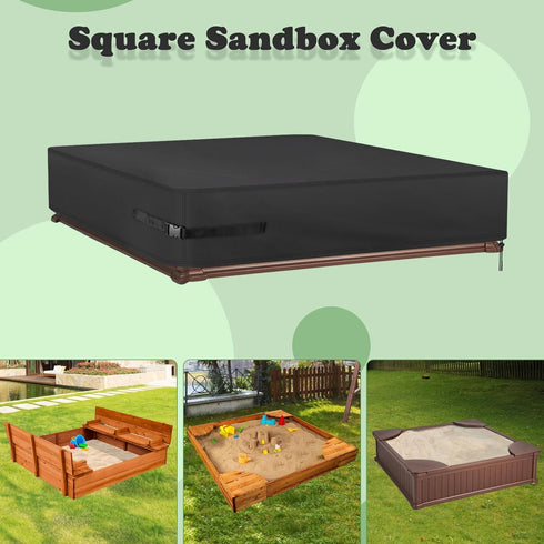 61" L61" W8" Kasla Sandbox Cover, Square Sandbox Cover Waterproof, Outdoor Toddler's Large Sand Box Covers for Sand