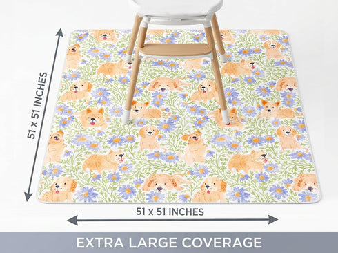 WOMUMON 51 Inch Splat Mat for Under High Chair/Arts/Crafts, Waterproof and Anti-Slip Splash Mat Floor Protector