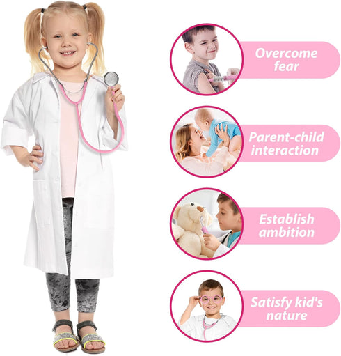 Kids Doctor Kit, 8 Pieces Playset with Medical Storage Bag & Real Stethoscope for Boys Girls Aged 3-6