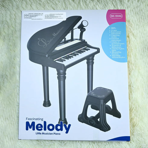 Love&Mini 31 Keys Kids Piano Keyboard Toys with Microphone and Stool, Black, for Kids Age 3+