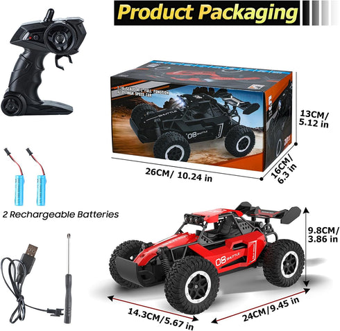 3 4 5 6 7+, 20 2.4GHz 2WD Remote Control Car for Kids KM/H High-Speed RC Cars with LED Lights, Monster Truck Toys,Toy