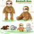 Tezituor Sloth Stuffed Animal with Babies - 5 Pcs Large Mommy Sloth with 4 Baby Plush Toys
