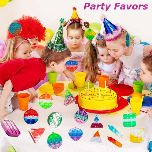 Irnushka 180 Pack 3-5 4-8 Pop Fidget Keychain Mini Fidget Toys Bulk Party Favors for Kids Year Boys Girls Push Pops