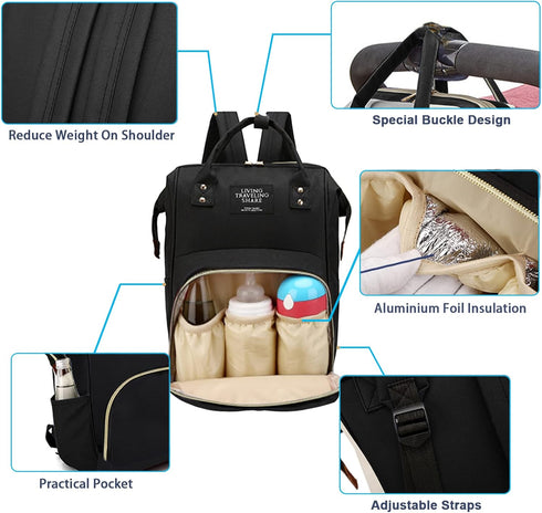 Backpack Timberer Diaper Bag with Organizing Pouches, Nappy Bags Handbag Multifunction Diaper Bag for Baby Care Travel
