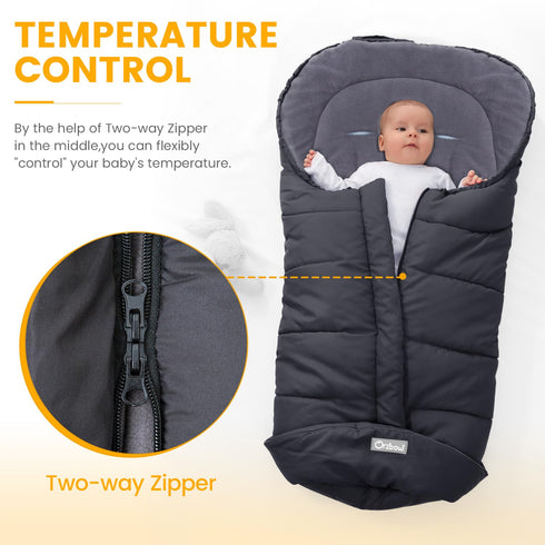 Orzbow Universal Footmuff for Stroller, Waterproof Winter Baby Bunting Bag, Black