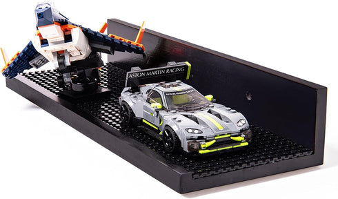 16-inch Building Brick Display Shelves, Set of 2 in Black, Compatible with All Toy Brick Brands