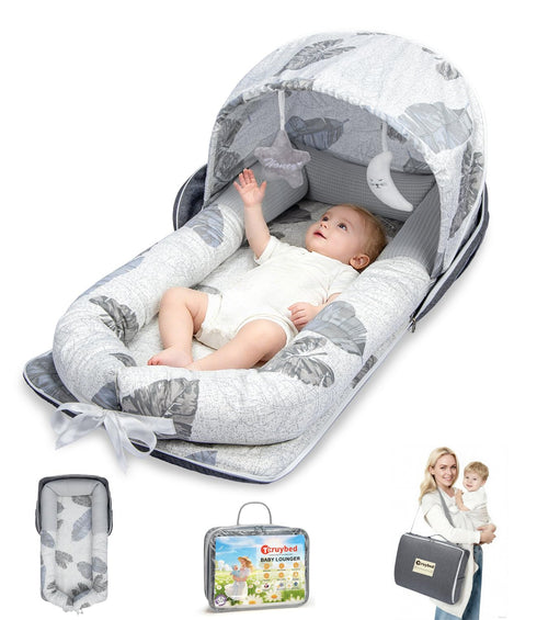 Baby Lounger, Portable Foldable Travel Lounger for Newborn 0-12 Month, Washable Lightweight