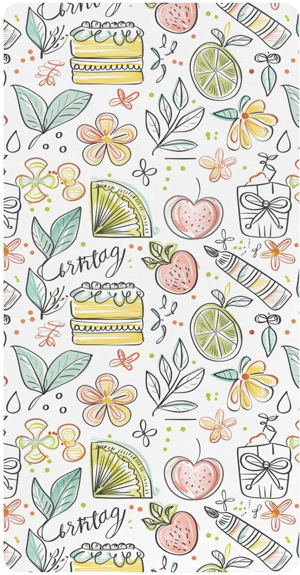 miaozhen Cotton Baby Crib Sheets Soft Cute Doodle Drawings Flower Fruit Cake Colorful