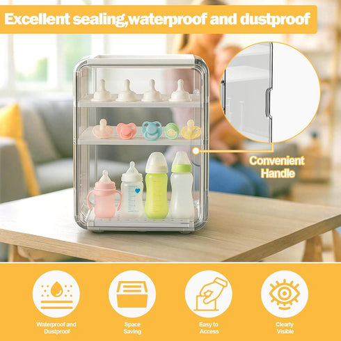 Countertop XANGNIER Baby Bottle Organizer,Clear Baby Bottle Storage Organizer for and Cabinet,with Drying Rack