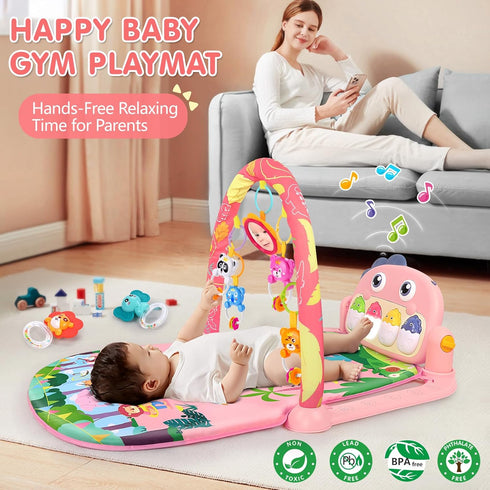 UMIKU Tummy 0-6 6-12 Baby Play Mat Baby Time Mat Activity Center for Newborn Infant Piano Play Gym Mat Music & Light