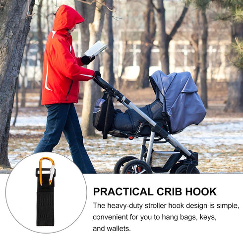 SWETRACE 2pcs Stroller Hooks Aluminum Alloy with Pu Strap, Anti-Slip Pram Clips for Diaper Bags and Grocery, Universal
