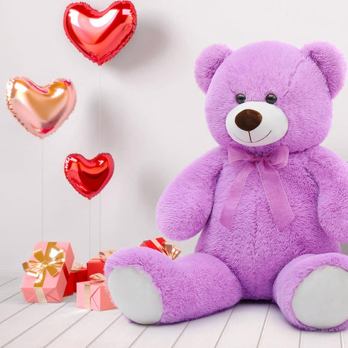 36 Inch Big Teddy Bear Cute Giant Stuffed Animal Plush Bear for Kids and Girlfriend in Purple