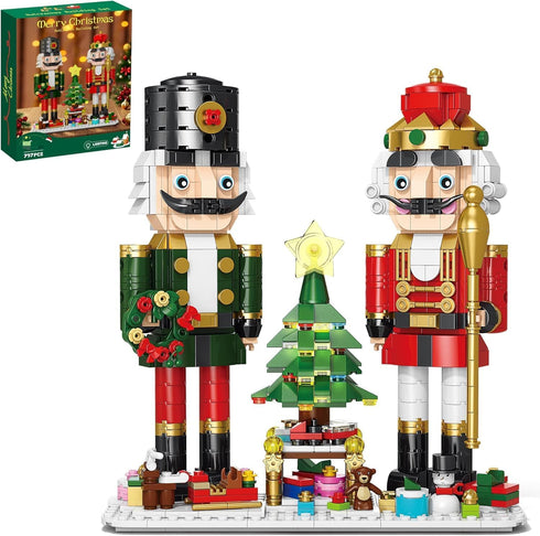 FunBuild Christmas Nutcracker Building Set with Light - 2 Soldiers, Light-Up Christmas Tree,