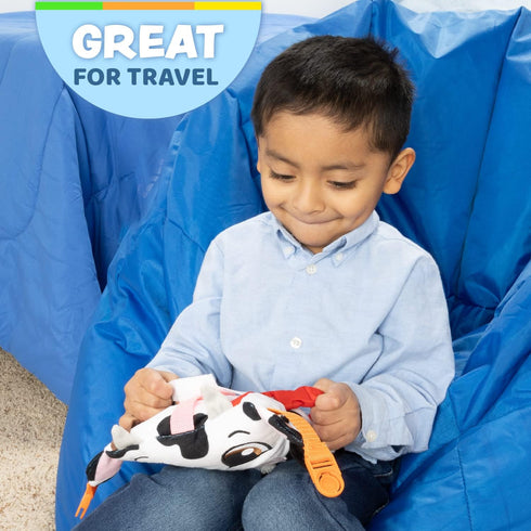Buckle Toys - Bessie Cow, Learning Activity Toddler Plane Travel Essential Toy for Motor Skills Development