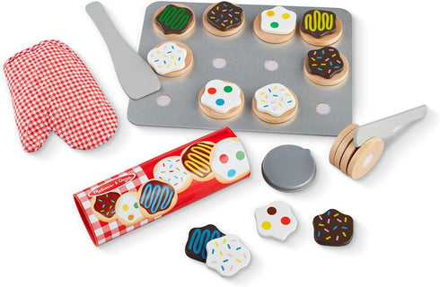 Melissa & Doug Slice and Bake Wooden Cookie Play Food Set, Pretend Cookies and Baking Sheet for Kids