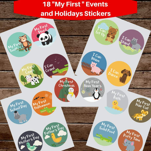NOVARENA 48 Pack Baby Month Stickers - 4" Milestone Stickers to Track Your Baby's First Year