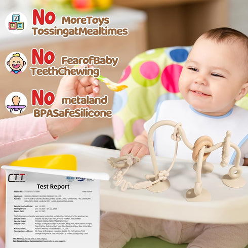 Baby Teething Relief Sensory Toys - High Chair Suction Cup Toys, Tactile Silicone Teether Developmental Toy for Babies