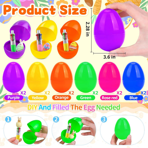SZCECHRE 24 Pack Easter Eggs Bulk with Multicolor Pen in One - Easter Egg Fillers & Easter Party Favors for Kids