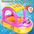 iGeeKid Inflatable Baby Pool Float with Canopy, Safty Seat for Infant Baby Swim Float Rings Car Shaped Swimming Pool Floaties for Baby Toddler Age of 6-36 Months (Pink) by iGeeKid