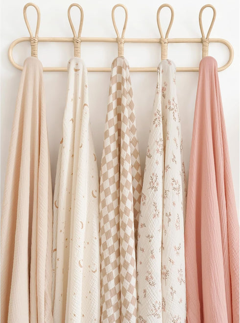 3 Pack 47 47 inches, Konssy Muslin Swaddle Blankets for Unisex, Newborn Receiving Blanket, Large x Soft Breathable
