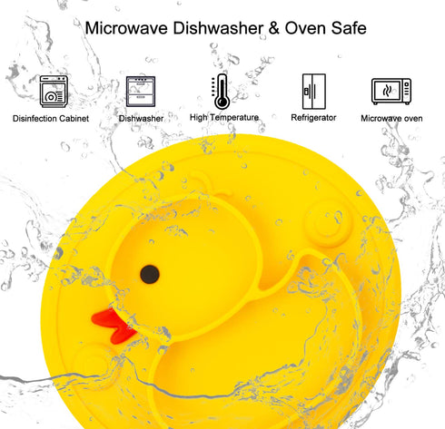 Baby Plate Silicone Toddler Plates Suction Placemat Divided Dishes for Kids and Infants One-Piece Strong Suction, BPA