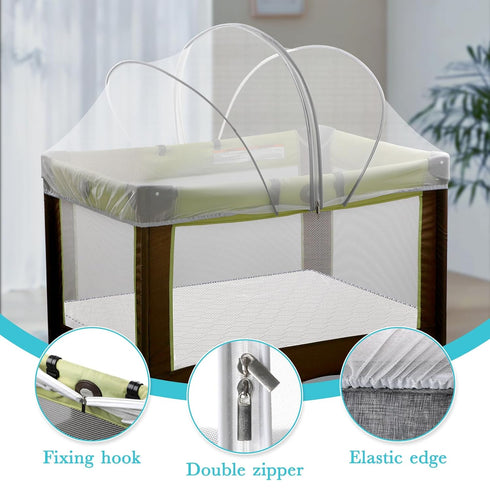 jiangcha Pack Pack N Play Tent Cover - Bassinet Cover for N Play/Travel Crib/Mini Crib/Playpen, Bassinet Mosquito Net