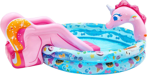 BANZAI Spray 'N Splash Unicorn Pool, Inflatable Outdoor Backyard Water Slide, 78 in Length