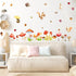Watercolor Mushroom Wall Decals Colorful Mushroom Wall Stickers Cute Animal Autumn Leaf Wall Stickers Peel and Stick