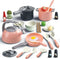 Bruvoalon 32Pcs Kids Play Kitchen Toys Set, Pretend Cooking Playset with Pots, Pans, Utensils, Foods