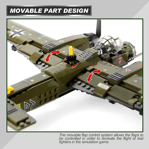 JU-88 WW2 559 Feleph Plane Building Bricks Kit PCS German Bomber with Military Base and Pilot Figures Airplane Model