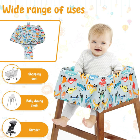 blackonvlm Shopping Cart Cover for Baby, Farmers Market Veggies Polyester Cloth Cart Cover, Cartoon Style, Fold'n Roll