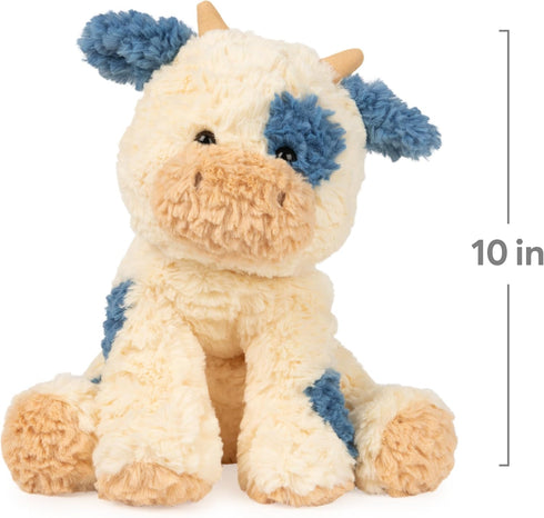 GUND Cozys Collection Cow, Stuffed Animal Plush Toy for Ages 1 and Up, Cream/Blue, 10”
