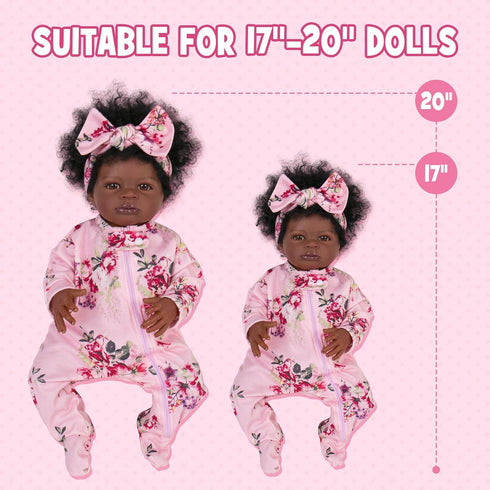 20 inch Set 17-20 Inch Aori Lifelike Reborn Baby Dolls Clothes Purple Clothing Floral Jumpsuits for Newborn Girl Doll