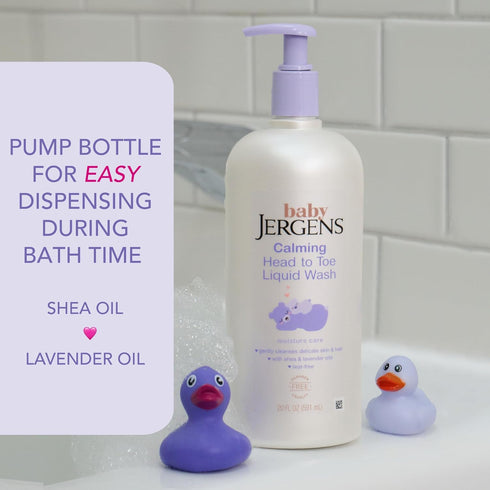 20 Oz Jergens Baby Calming Head to Toe Liquid Baby Wash, Body Wash and Shampoo, Tear Free, Fl