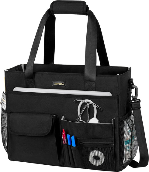 Jaffzora Nurse Tote Bag for Work with Padded Laptop Sleeve, Large Clinical Bag