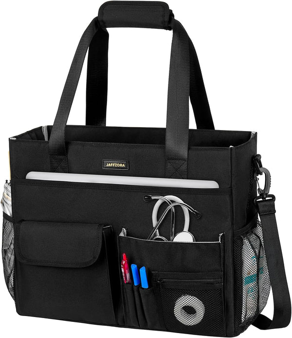 Jaffzora Nurse Tote Bag for Work with Padded Laptop Sleeve, Large Clinical Bag