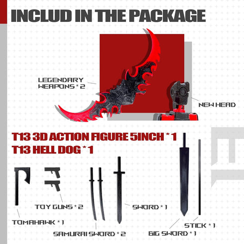 Uodofy T13 3D Set,Dummy 13 Figures,3D (Assembly Completed) Action Figure Robo Titan Action Printed Multi-Jointed Toy