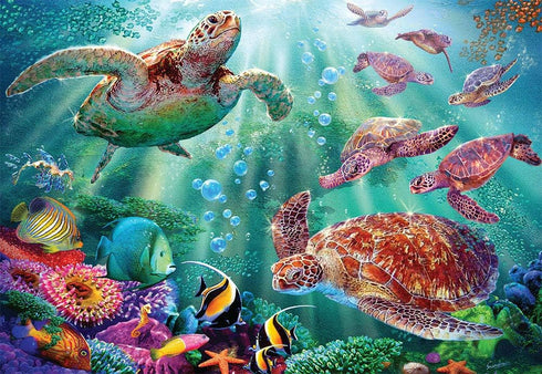 Turtle Voyage 1000 Piece Soft Touch Jigsaw Puzzle - Ocean Wildlife Puzzle with Sea Turtles and Tropical Fish